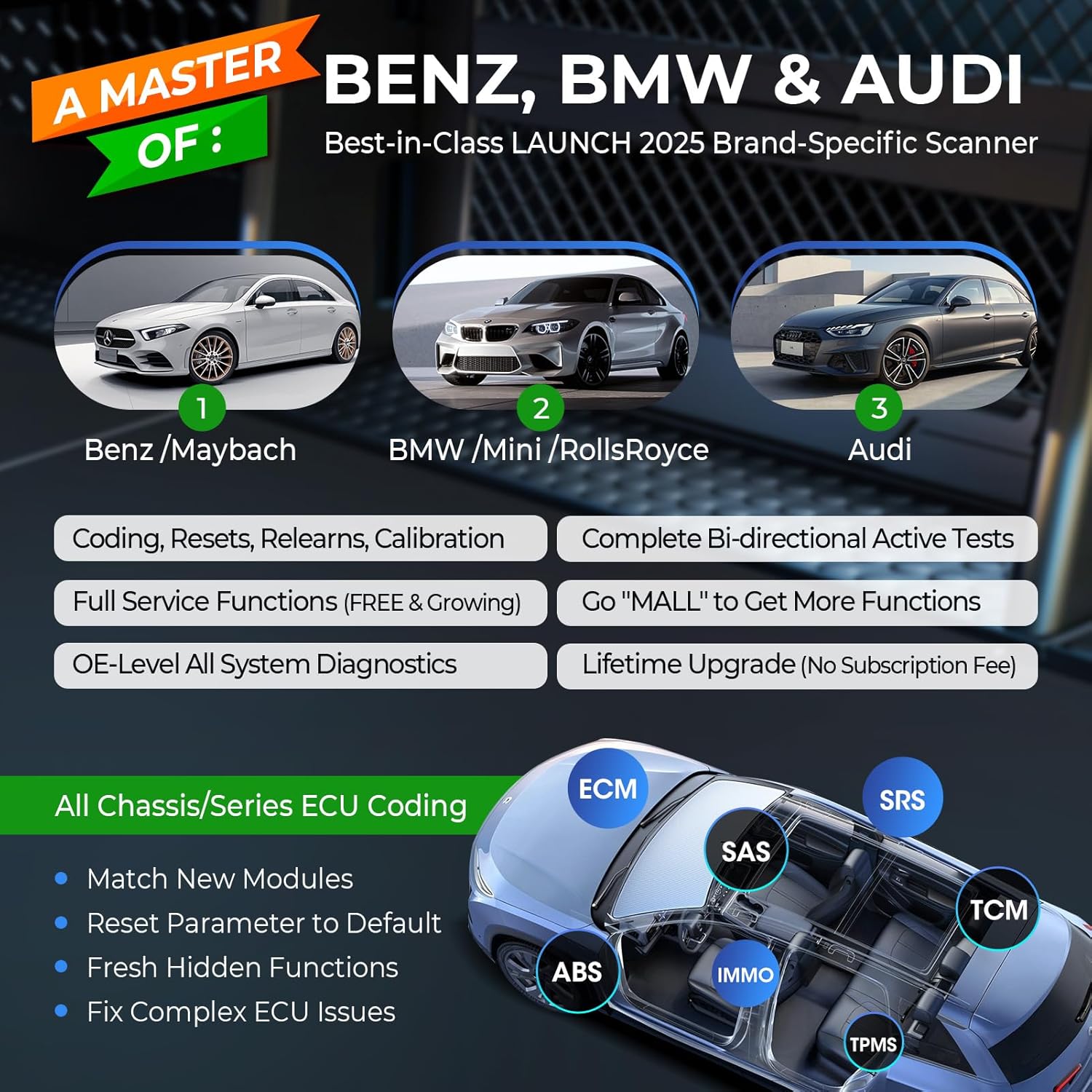 Escáner para coches Launch X431 Creader Elite 2.0 BBA OBD2